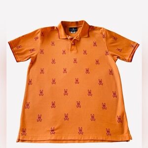 Orange Polo Shirt with Bunny Print
